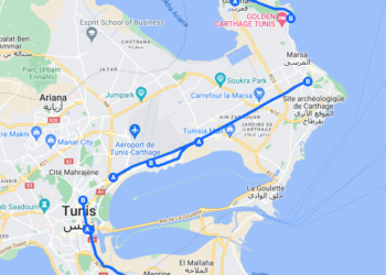 Carte des zones interdites de circulation des véhicules les 27-28 août à Tunis