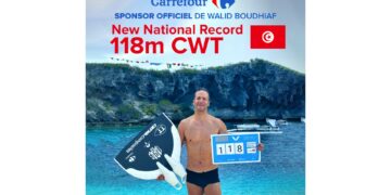 Carrefour Tunisie félicite Walid Boudhiaf pour son nouveau record national à -118 mètres