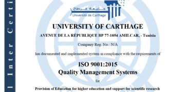 C’est officiel ! L’Université de Carthage obtient la certification ISO 9001:2015