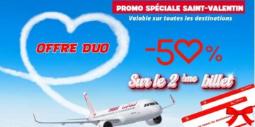 Tunisair lance une offre spéciale Saint-Valentin avec –50% sur le deuxième billet